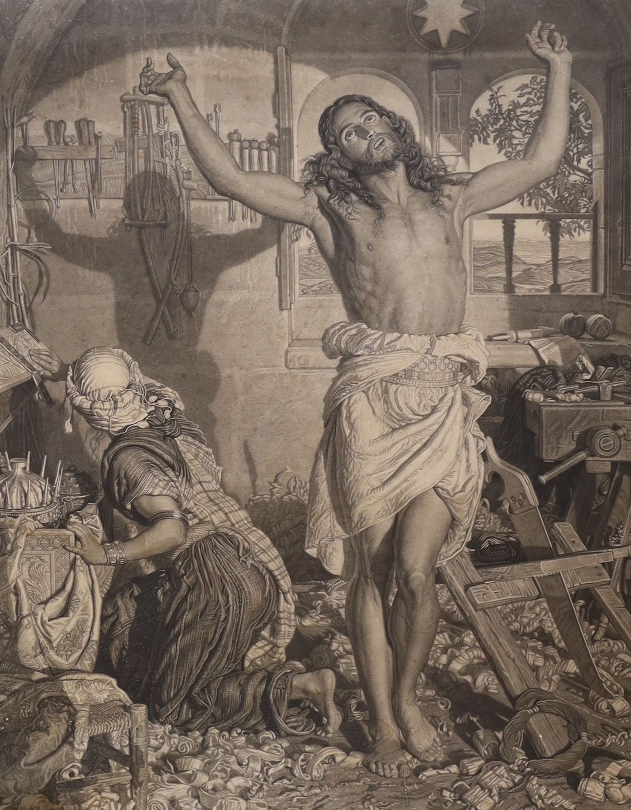 William Holman Hunt (1827-1910), engraving, 'The Shadow of Death', signed in pencil, 73 x 58cm, unframed